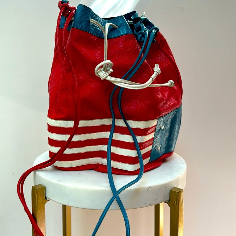 Vintage multi color pollini bag, leather